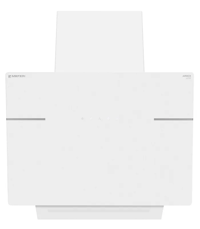 Вытяжка кухонная MEFERI AIRBOX60WH ULTRA, 60 см, наклонная, белая, стекло, производительность 1100 м3/ч, 3 скорости, низкий уровень шума, режимы отвод и рециркуляция, гарантия 3 года