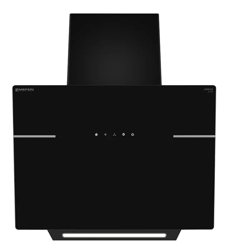 Вытяжка кухонная MEFERI AIRBOX60BK ULTRA, 60 см, наклонная, черная, стекло, производительность 1100 м3/ч, 3 скорости, низкий уровень шума, режимы отвод и рециркуляция, гарантия 3 года