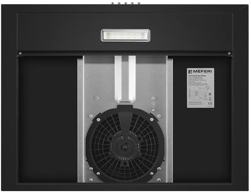 Вытяжка кухонная MEFERI SLIMBOX60BK LIGHT, 60 см, купольная, черная, производительность 650 м3/ч, 3 скорости, низкий уровень шума, режимы отвод и рециркуляция, гарантия 3 года