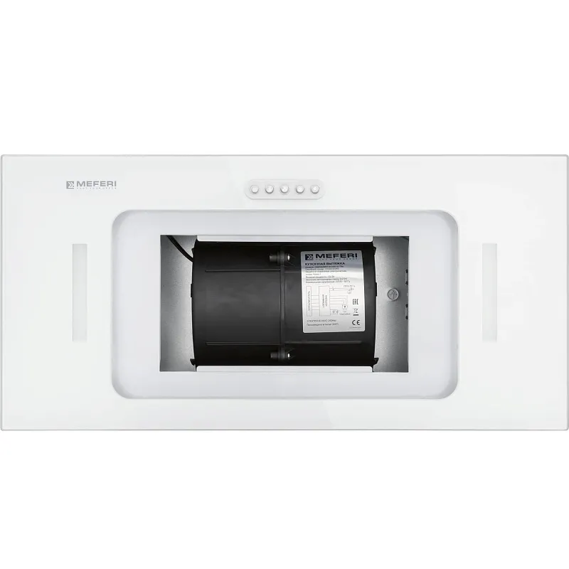 Вытяжка кухонная MEFERI INBOX60WH GLASS ULTRA, 60 см, встраиваемая, белая, стекло, производительность 900 м3/час, низкий уровень шума, режимы отвод и циркуляция, гарантия 3 года