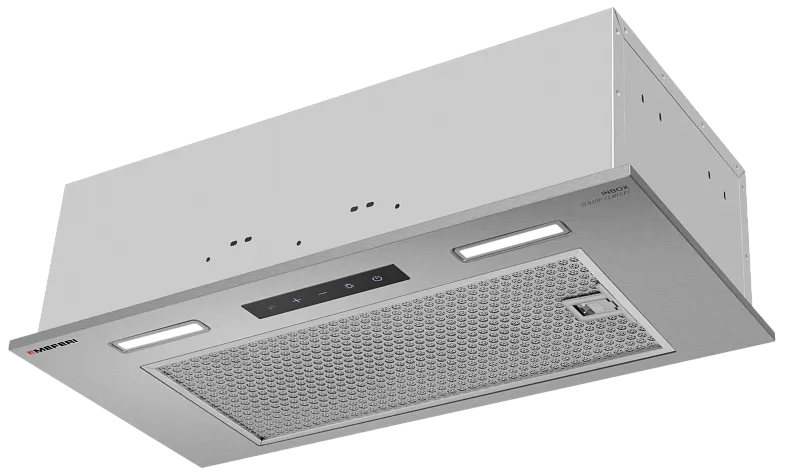 Вытяжка кухонная MEFERI INBOX60IX SENSOR COMFORT на 60 см встраиваемая, серая, производительность 950 м3/ч, 3 скорости, низкий уровень шума, режимы отвод и рециркуляция, сенсорное управление, пульт дистанционного управления, гарантия 3 года - изображение vytyazhka_polnovstraivaemaya_inbox60ix_sensor_comfort  