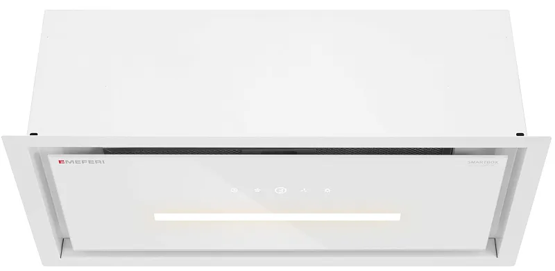 Вытяжка кухонная MEFERI SMARTBOX60WH GLASS COMFORT, 60 см, встраиваемая, белая, стекло, производительность 950 м3/ч, 3 скорости, низкий уровень шума, режимы отвод и рециркуляция, гарантия 3 года