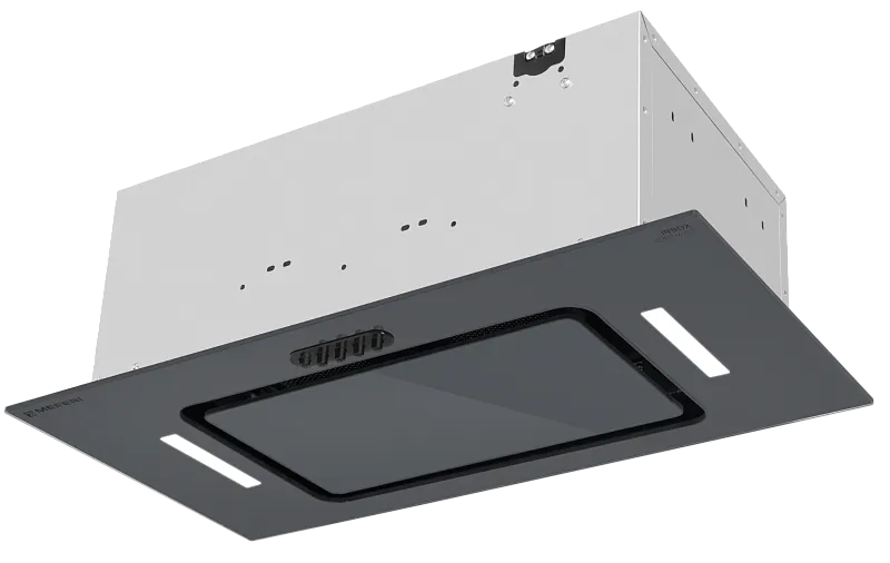 Фото vytyazhka_polnovstraivaemaya_inbox60gr_glass_ultra на сайте meferi-home.ru Вытяжка кухонная MEFERI INBOX60GR GLASS ULTRA, 60 см, встраиваемая, серая, стекло, производительность 900 м3/ч, 3 скорости, низкий уровень шума, режимы отвод и рециркуляция, гарантия 3 года - изображение vytyazhka_polnovstraivaemaya_inbox60gr_glass_ultra