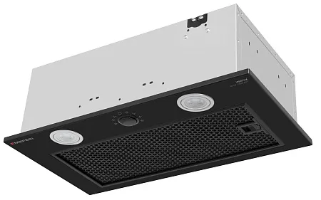 Вытяжка кухонная MEFERI INBOX52BK PUSH COMFORT, 52 см, встраиваемая, черная, производительность 950 м3/ч, 3 скорости, с утапливаемым переключателем, низкий уровень шума, режимы отвод и рециркуляция, гарантия 3 года