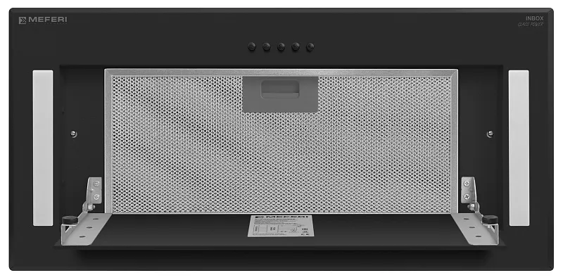 Вытяжка кухонная MEFERI INBOX60BK GLASS POWER, 60 см, встраиваемая, черная, стекло, производительность 900 м3/ч, 3 скорости, низкий уровень шума, режимы отвод и рециркуляция, гарантия 3 года