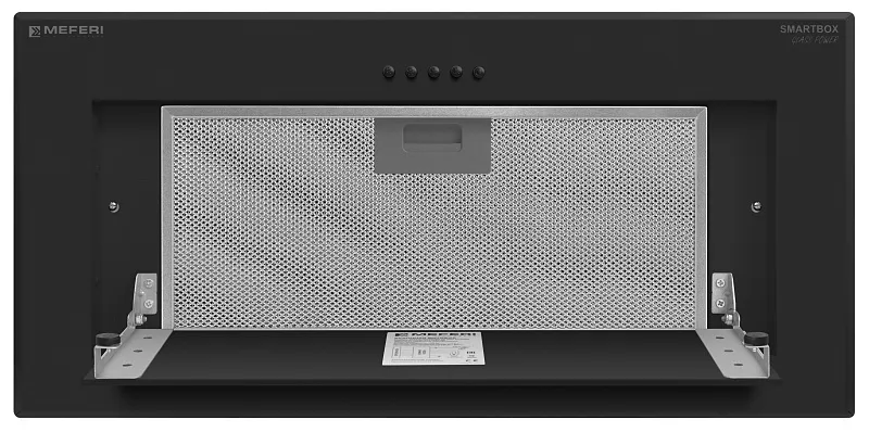 Вытяжка кухонная MEFERI SMARTBOX60BK GLASS POWER, 60 см, встраиваемая, черная, стекло, производительность 900 м3/ч, 3 скорости, низкий уровень шума, режимы отвод и рециркуляция, гарантия 3 года