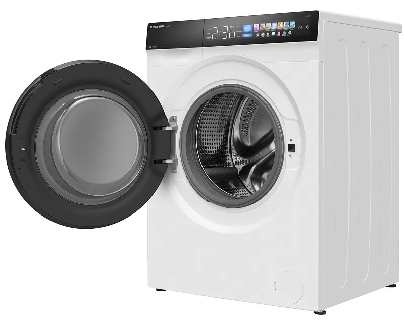 Стиральная машина с инвертором и паром MEFERI MFW101216WH COMFORT отдельностоящая белая, загрузка 10 кг, с возможностью установки в колонну, с сенсорным управлением
