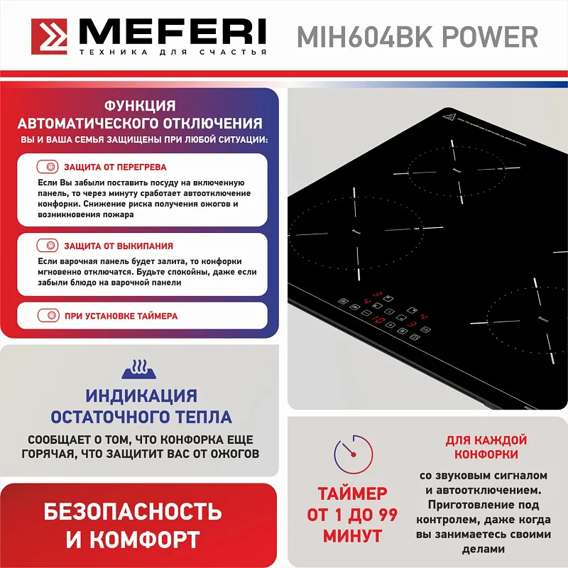 Варочная панель индукционная MEFERI MIH604BK POWER (Модификация 2025 года)