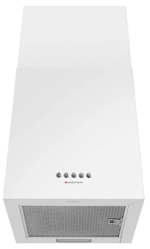 Кубическая вытяжка кухонная MEFERI ROOMBOX40WH COMFORT, пристенная, 40 см, белая, квадратная, производительность 1100 м3/ч, 3 скорости, низкий уровень шума, режимы отвод и рециркуляция, гарантия 3 года