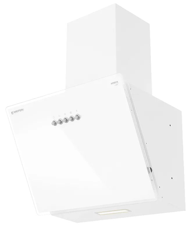 Фото vytyazhka_naklonnaya_pristennaya_airbox45wh_light на сайте meferi-home.ru Вытяжка кухонная MEFERI AIRBOX45WH LIGHT, 45 см, наклонная, белая, стекло, производительность 650 м3/ч, 3 скорости, низкий уровень шума, режимы отвод и рециркуляция, гарантия 3 года - изображение vytyazhka_naklonnaya_pristennaya_airbox45wh_light