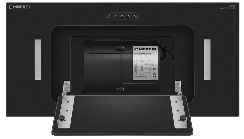 Вытяжка кухонная MEFERI INBOX60BK MATT GLASS ULTRA, 60 см, встраиваемая, черная, матовое стекло, производительность 900 м3/ч, 3 скорости, низкий уровень шума, режимы отвод и рециркуляция, гарантия 3 года
