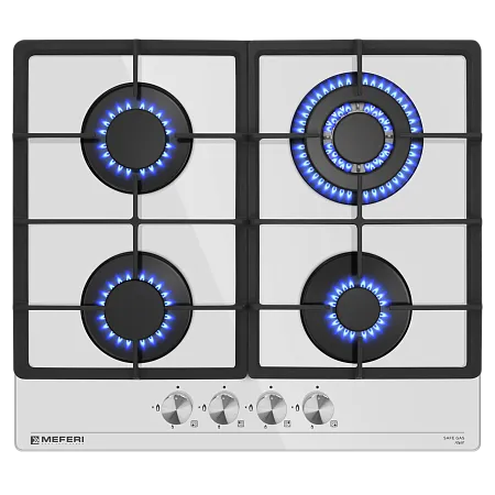 Варочная панель газовая MEFERI MGH604WH GLASS POWER