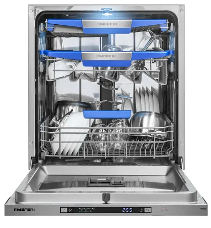 Посудомоечная машина встраиваемая MEFERI MDW6073 COMFORT (модификация 2026 года) 60 см, напольная, 14 комплектов посуды, 7 программ, 3 корзины, автооткрывание, аквастоп, луч на полу, внутренняя подсветка Посудомоечная машина встраиваемая MEFERI MDW6073 COMFORT (модификация 2026 года) 60 см, напольная, 14 комплектов посуды, 7 программ, 3 корзины, автооткрывание, аквастоп, луч на полу, внутренняя подсветка