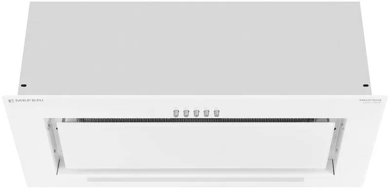 Вытяжка кухонная MEFERI SMARTBOX60WH GLASS POWER, 60 см, встраиваемая, белая, стекло, производительность 900 м3/ч, 3 скорости, низкий уровень шума, режимы отвод и рециркуляция, гарантия 3 года