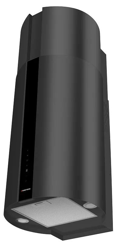 Вытяжка кухонная цилиндрическая настенная MEFERI TUBE40BK COMFORT PLUS, 40 см, черная, производительность 1200 м3/ч, 5 скоростей, низкий уровень шума, режимы отвод и рециркуляция, сенсорное управление, гарантия 3 года