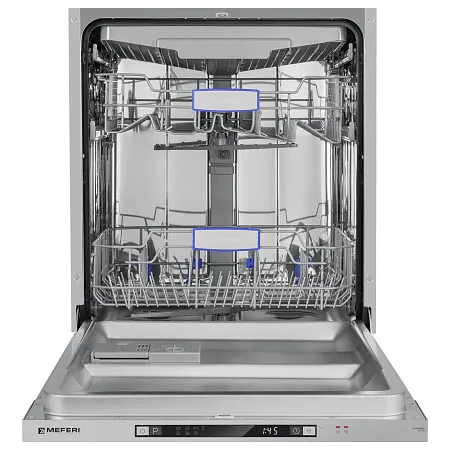 Посудомоечная машина встраиваемая MEFERI MDW6073 ULTRA, 60 см, напольная, 14 комплектов посуды, 7 программ, 3 корзины, луч на полу, внутренняя подсветка, половинная загрузка Посудомоечная машина встраиваемая MEFERI MDW6073 ULTRA, 60 см, напольная, 14 комплектов посуды, 7 программ, 3 корзины, луч на полу, внутренняя подсветка, половинная загрузка