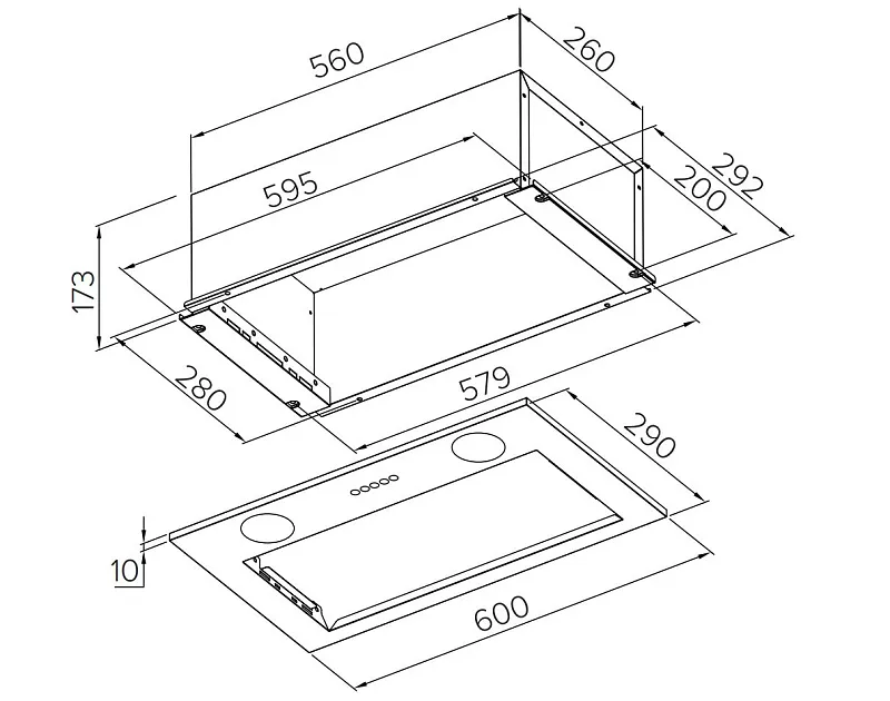 Вытяжка кухонная MEFERI INBOX60BG POWER, 60 см, встраиваемая, бежевая, производительность 900 м3/ч, 3 скорости, низкий уровень шума, режимы отвод и рециркуляция, гарантия 3 года
