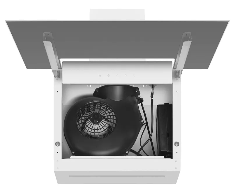 Вытяжка кухонная MEFERI AIRBOX60WH COMFORT, 60 см, наклонная, белая, стекло, производительность 950 м3/ч, 3 скорости, низкий уровень шума, режимы отвод и рециркуляция, гарантия 3 года
