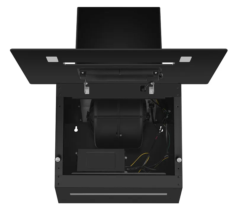 Вытяжка кухонная MEFERI AIRBOX60BK COMFORT PLUS, 60 см, наклонная, черная, стекло, производительность 1200 м3/ч, 3 скорости, низкий уровень шума, режимы отвод и рециркуляция, гарантия 3 года