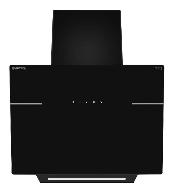 Вытяжка кухонная MEFERI AIRBOX60BK ULTRA, 60 см, наклонная, черная, стекло, производительность 1100 м3/ч, 3 скорости, низкий уровень шума, режимы отвод и рециркуляция, гарантия 3 года
