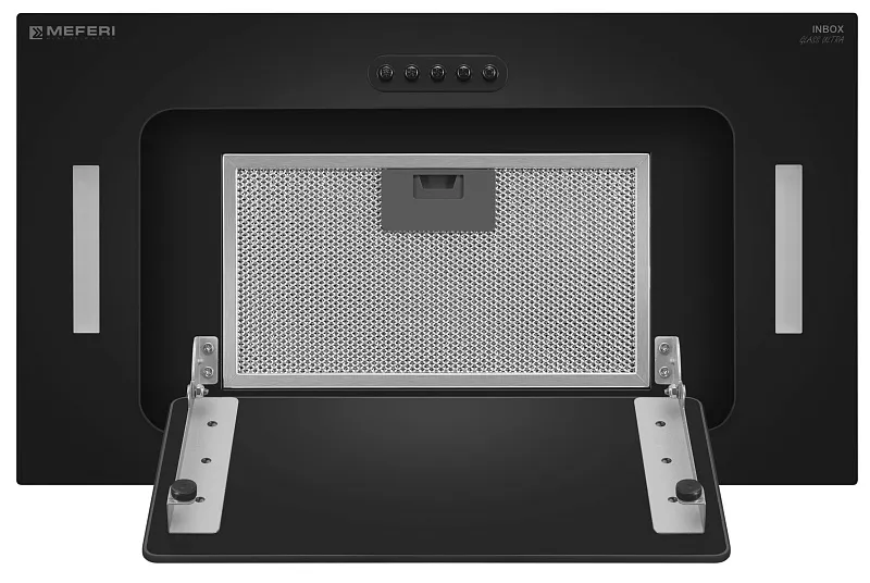 Вытяжка кухонная MEFERI INBOX52BK GLASS ULTRA, 52 см, встраиваемая, черная, стекло, производительность 900 м3/ч, 3 скорости, низкий уровень шума, режимы отвод и рециркуляция, гарантия 3 года