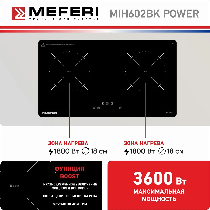 Варочная панель индукционная MEFERI MIH602BK POWER