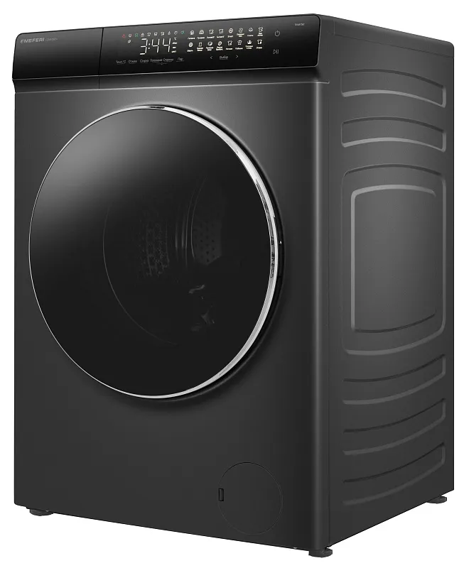 Стиральная машина с инвертором и паром MEFERI MFW121416GR COMFORT PLUS отдельностоящая серая, загрузка 12 кг, с сенсорным управлением
