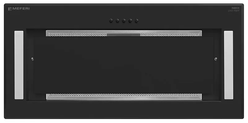 Вытяжка кухонная MEFERI INBOX60BK GLASS POWER, 60 см, встраиваемая, черная, стекло, производительность 900 м3/ч, 3 скорости, низкий уровень шума, режимы отвод и рециркуляция, гарантия 3 года