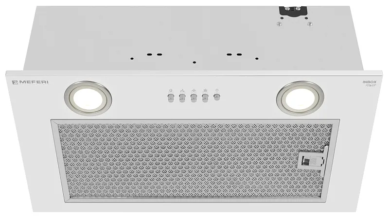 Вытяжка кухонная MEFERI INBOX52WH POWER, 52 см, встраиваемая, белая, производительность 900 м3/ч, 3 скорости, низкий уровень шума, режимы отвод и рециркуляция, гарантия 3 года