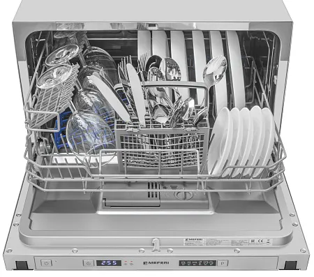Компактная посудомоечная машина узкая встраиваемая MEFERI MDW4563 COMPACT POWER, 45 см, 6 комплектов посуды, защита от протечек, дозагрузка посуды, отсрочка, таймер Компактная посудомоечная машина узкая встраиваемая MEFERI MDW4563 COMPACT POWER, 45 см, 6 комплектов посуды, защита от протечек, дозагрузка посуды, отсрочка, таймер