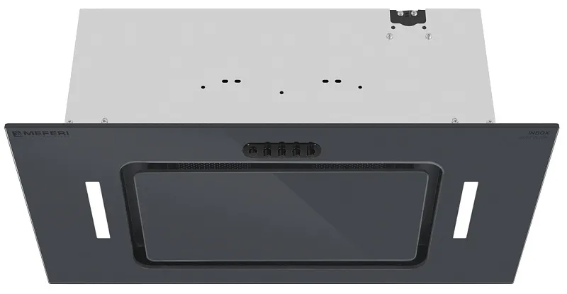 Вытяжка кухонная MEFERI INBOX60GR GLASS ULTRA, 60 см, встраиваемая, серая, стекло, производительность 900 м3/ч, 3 скорости, низкий уровень шума, режимы отвод и рециркуляция, гарантия 3 года