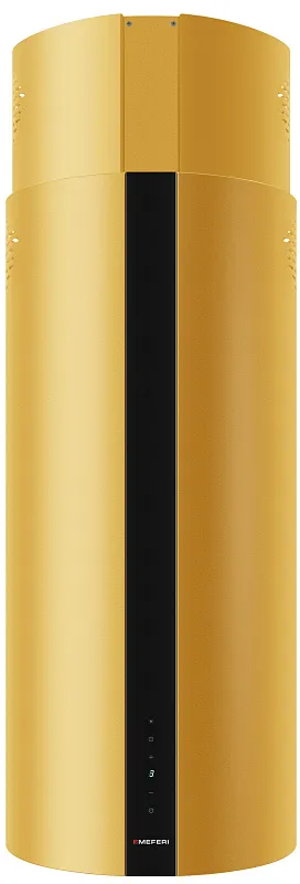 Вытяжка кухонная цилиндрическая островная MEFERI TUBE40GOLD ISLA COMFORT PLUS, 40 см, золотая, производительность 1200 м3/ч, 5 скоростей, режимы отвод и рециркуляция, сенсорное управление, гарантия 3 года