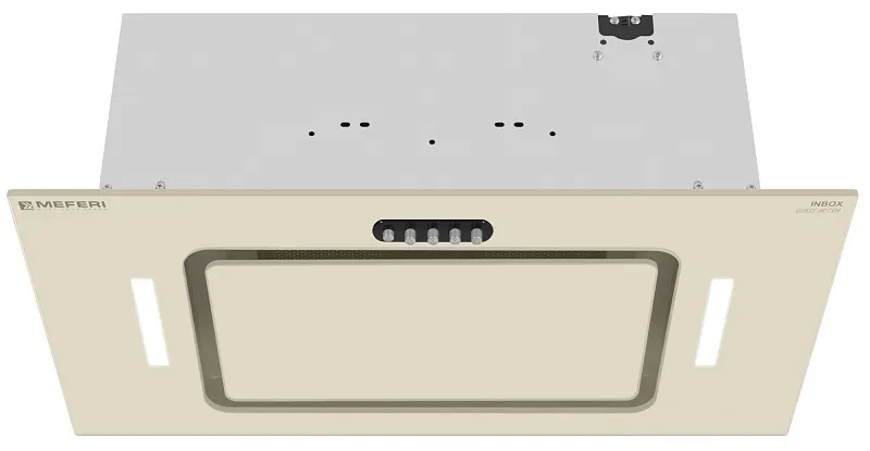 Вытяжка кухонная MEFERI INBOX60BG GLASS ULTRA, 60 см, встраиваемая, бежевая, стекло, производительность 900 м3/ч, 3 скорости, низкий уровень шума, режимы отвод и рециркуляция, гарантия 3 года
