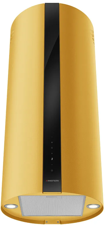 Вытяжка кухонная цилиндрическая островная MEFERI TUBE40GOLD ISLA COMFORT PLUS, 40 см, золотая, производительность 1200 м3/ч, 5 скоростей, режимы отвод и рециркуляция, сенсорное управление, гарантия 3 года