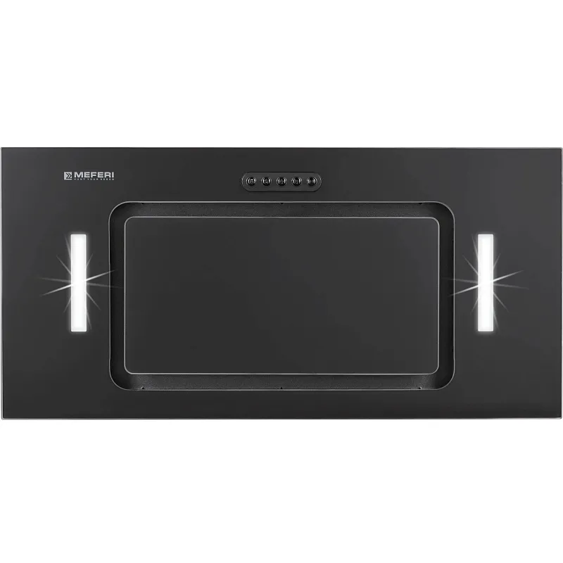Вытяжка кухонная MEFERI INBOX60BK GLASS ULTRA, 60 см, встраиваемая, черная, стекло, производительность 900 м3/ч, 3 скорости, низкий уровень шума, режимы отвод и рециркуляция, гарантия 3 года