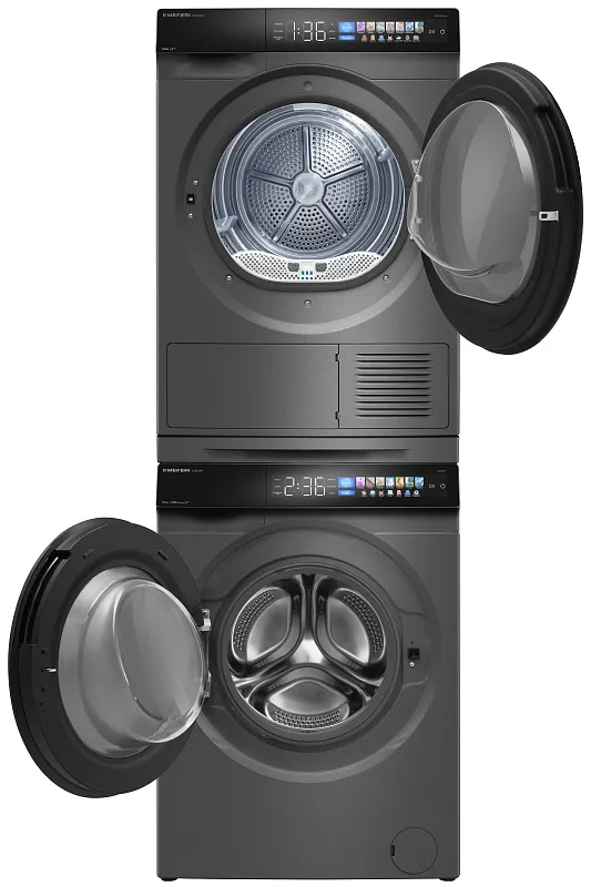 Колонна из стиральной и сушильной машин серая MEFERI MS10GR83 COMFORT