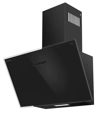 Вытяжка кухонная MEFERI AIRBOX60BK LIGHT, 60 см, наклонная, черная, стекло, производительность 650 м3/ч, 3 скорости, низкий уровень шума, режимы отвод и рециркуляция, гарантия 3 года