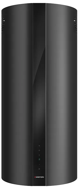 Вытяжка кухонная цилиндрическая островная MEFERI TUBE40BK ISLA COMFORT PLUS, 40 см, черная, производительность 1200 м3/ч, 5 скоростей, режимы отвод и рециркуляция, сенсорное управление, гарантия 3 года