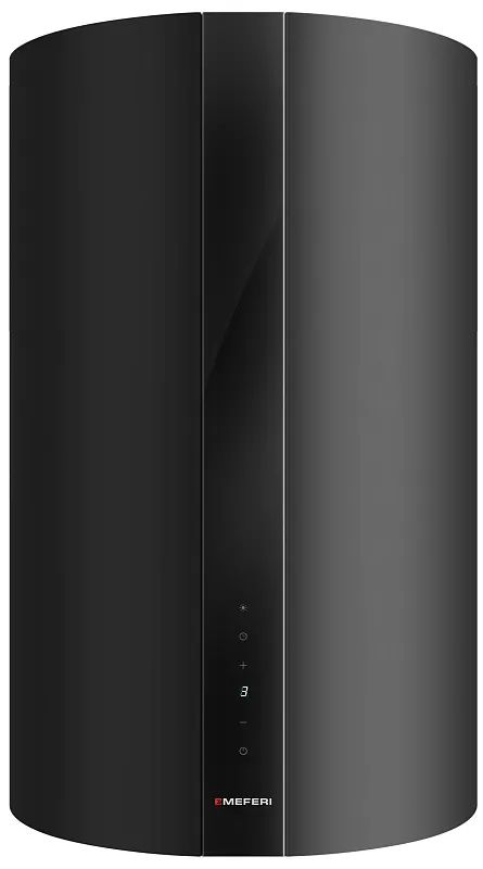 Вытяжка кухонная цилиндрическая настенная MEFERI TUBE40BK COMFORT PLUS, 40 см, черная, производительность 1200 м3/ч, 5 скоростей, низкий уровень шума, режимы отвод и рециркуляция, сенсорное управление, гарантия 3 года