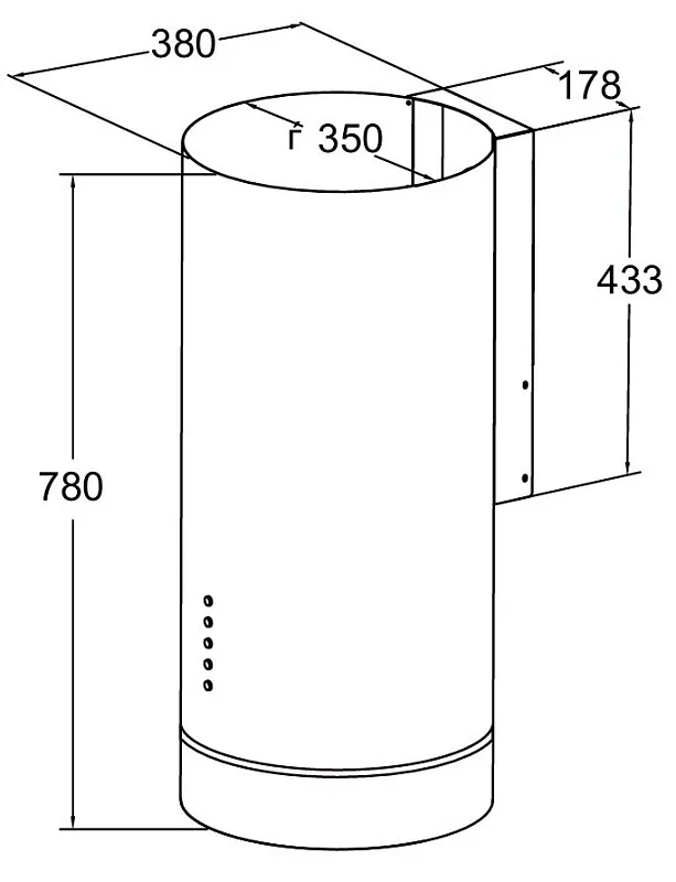 Вытяжка кухонная цилиндрическая настенная MEFERI TUBE35WH COMFORT, 35 см, белая, производительность 1200 м3/ч, 3 скорости, низкий уровень шума, режимы отвод и рециркуляция, гарантия 3 года