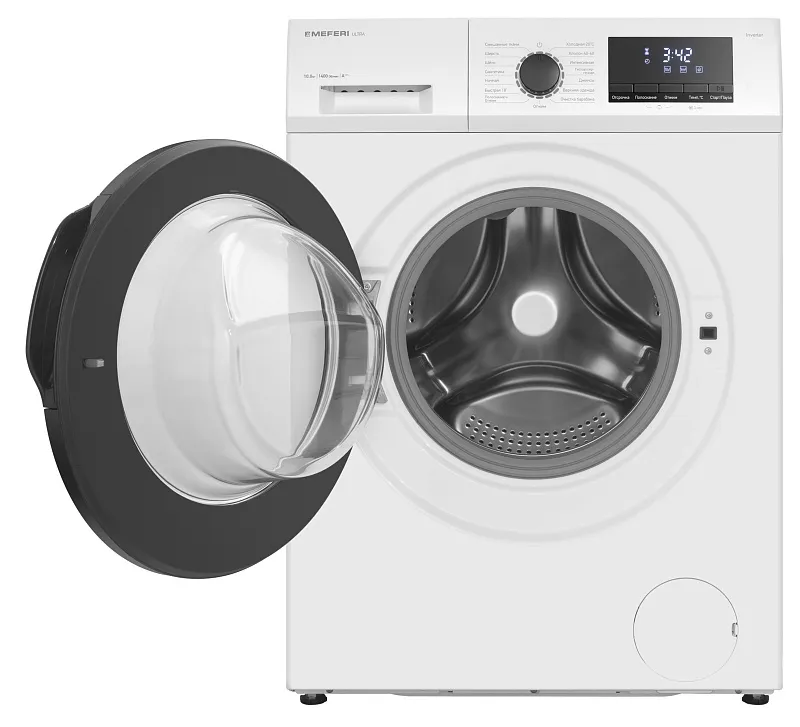 Стиральная машина с инвертором MEFERI MFW101415WH ULTRA отдельностоящая белая, загрузка 10 кг, с возможностью установки в колонну