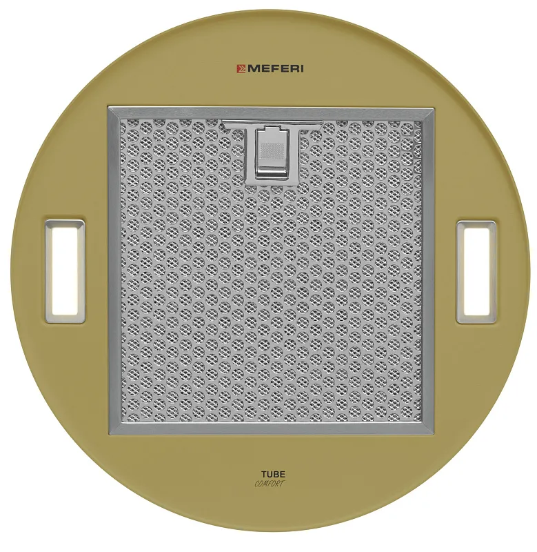 Вытяжка кухонная цилиндрическая настенная MEFERI TUBE35GOLD COMFORT, 35 см, горчично-золотая, производительность 1200 м3/ч, 3 скорости, низкий уровень шума, режимы отвод и рециркуляция, гарантия 3 года