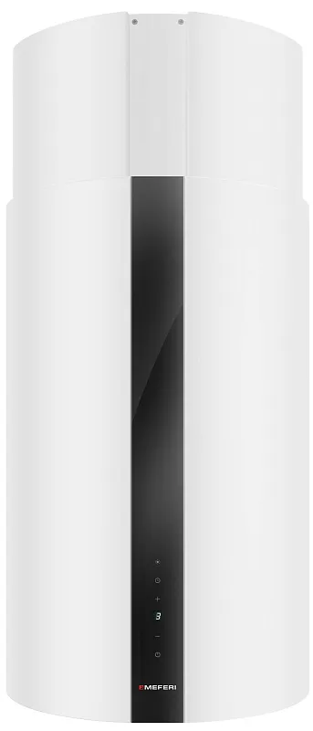 Вытяжка кухонная цилиндрическая настенная MEFERI TUBE40WH COMFORT PLUS, 40 см, белая, производительность 1200 м3/ч, 5 скоростей, низкий уровень шума, режимы отвод и рециркуляция, сенсорное управление, гарантия 3 года