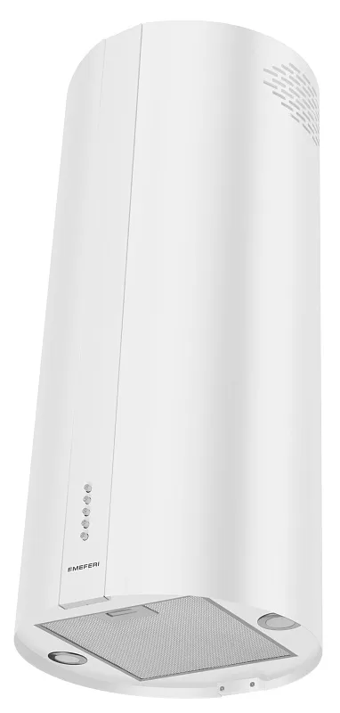 Вытяжка кухонная цилиндрическая островная MEFERI TUBE40WH ISLA POWER, 40 см, белая, производительность 850 м3/ч, 3 скорости, низкий уровень шума, режимы отвод и рециркуляция, гарантия 3 года