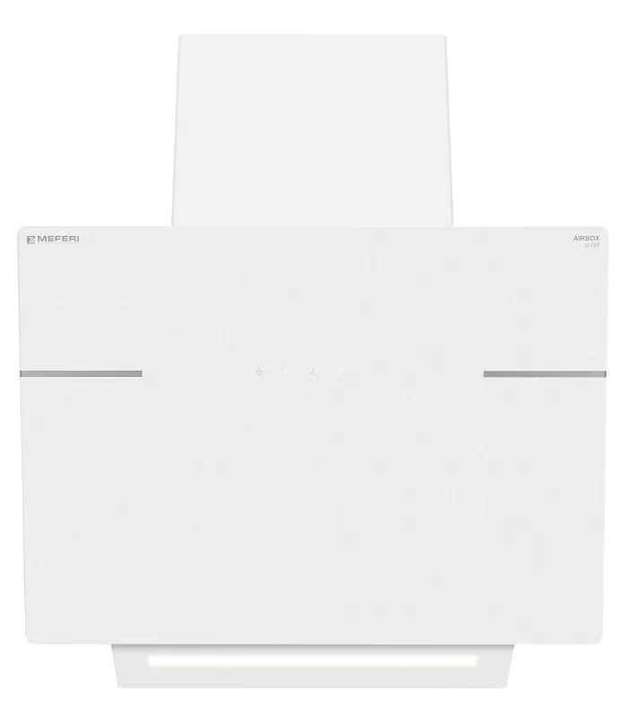 Вытяжка кухонная MEFERI AIRBOX60WH ULTRA, 60 см, наклонная, белая, стекло, производительность 1100 м3/ч, 3 скорости, низкий уровень шума, режимы отвод и рециркуляция, гарантия 3 года