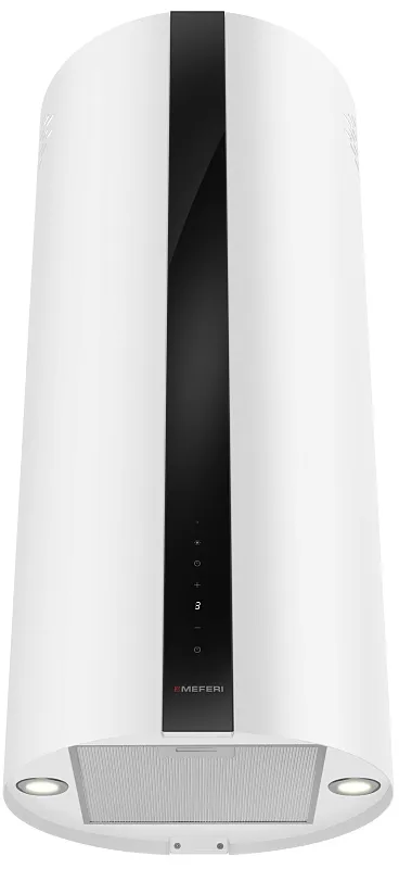 Вытяжка кухонная цилиндрическая островная MEFERI TUBE40WH ISLA COMFORT PLUS, 40 см, белая, производительность 1200 м3/ч, 5 скоростей, режимы отвод и рециркуляция, сенсорное управление, гарантия 3 года