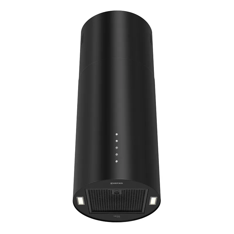 Вытяжка кухонная цилиндрическая островная MEFERI TUBE35BK ISLA ULTRA, 35 см, черная, производительность 1200 м3/ч, 3 скорости, низкий уровень шума, режимы отвод и рециркуляция, гарантия 3 года