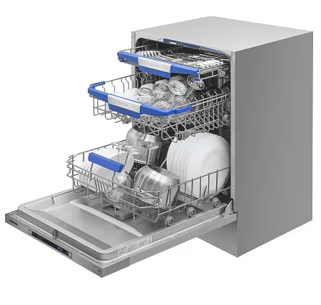 Посудомоечная машина встраиваемая MEFERI MDW6073 COMFORT, 60 см, напольная, 14 комплектов посуды, 7 программ, 3 корзины, автооткрывание, аквастоп, луч на полу, внутренняя подсветка Посудомоечная машина встраиваемая MEFERI MDW6073 COMFORT, 60 см, напольная, 14 комплектов посуды, 7 программ, 3 корзины, автооткрывание, аквастоп, луч на полу, внутренняя подсветка