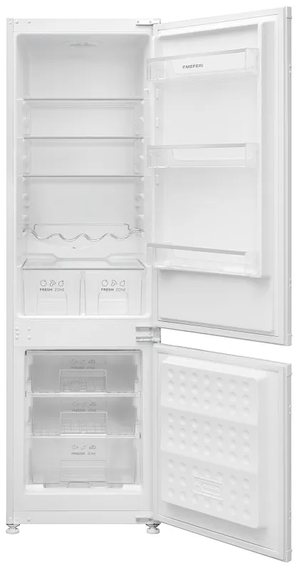 Холодильник встраиваемый MEFERI MBR177 LOW FROST LIGHT (модификация 2025), двухкамерный, двухдверный, перенавешиваемые двери, с зоной свежести