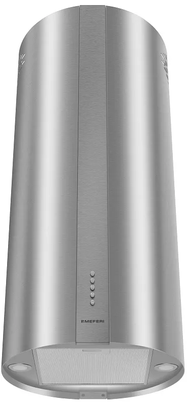 Вытяжка кухонная цилиндрическая островная MEFERI TUBE40IX ISLA POWER, 40 см, серая, производительность 850 м3/ч, 3 скорости, низкий уровень шума, режимы отвод и рециркуляция, гарантия 3 года